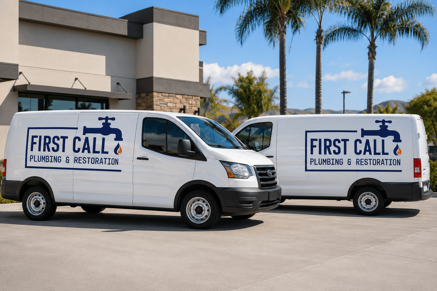 First Call Plumber IE service vans
