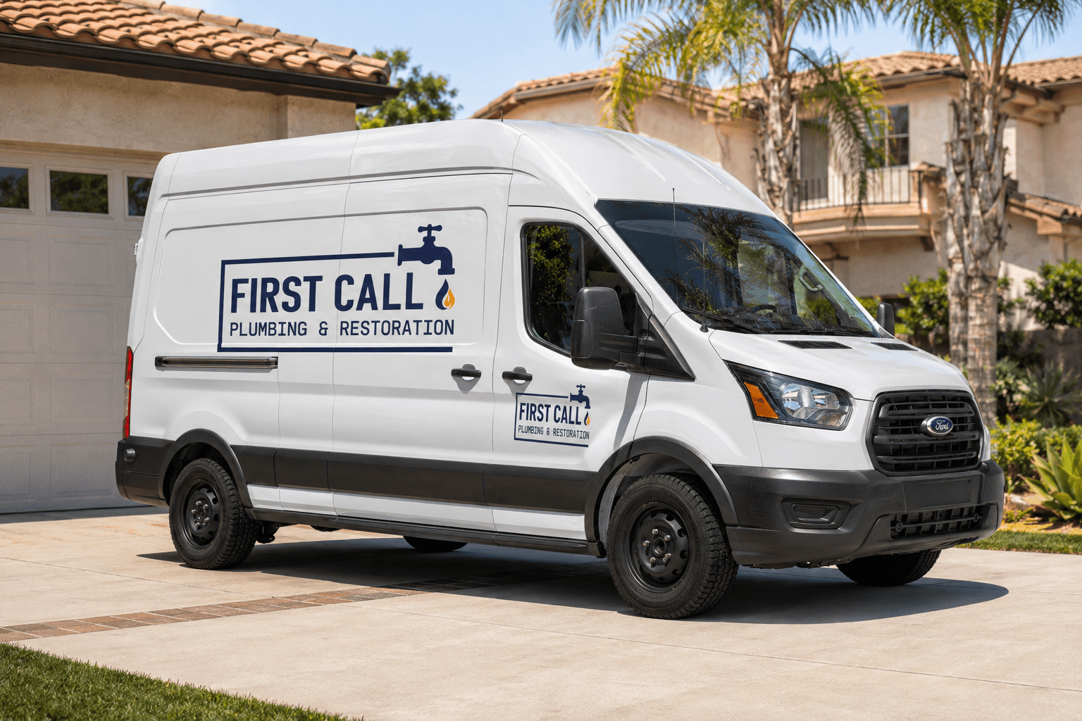 First Call Plumbing & Restoration service van